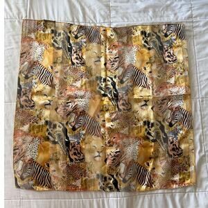 Into Africa Animal Safari Theme Fashion Neck Scarf Elephant Zebra Lion Leopard
